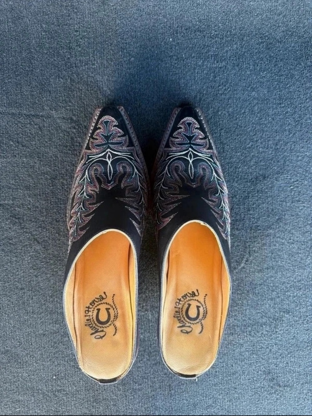 Embroidered Black Slip-On Women’s Shoes